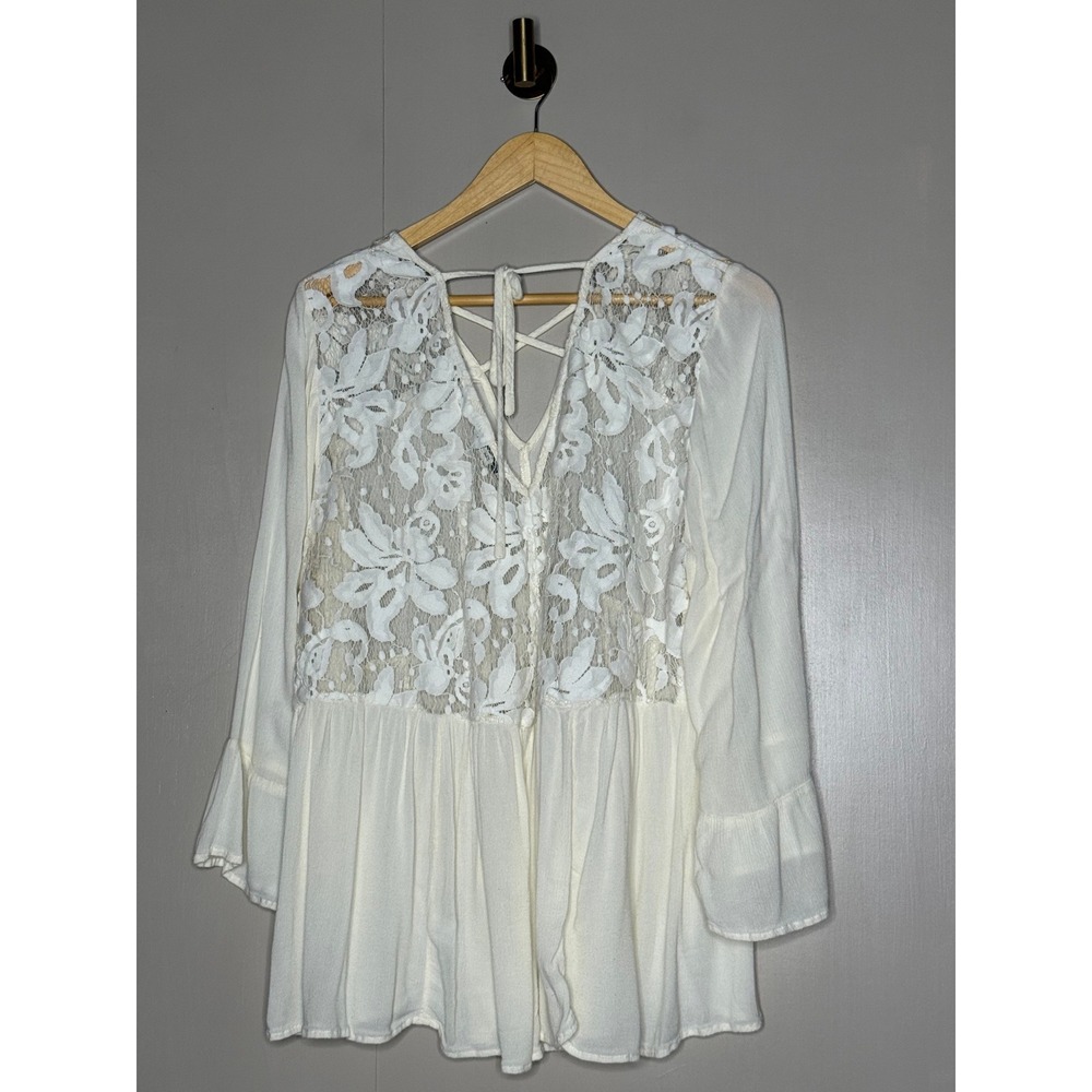 American Eagle Outfitters Ivory Lace Boho Babydoll Tunic Top XXL - Picture 4 of 8
